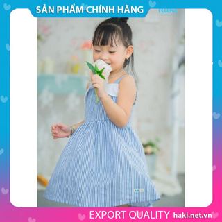 Đầm bé gái_Váy cúp ngực Haki HK482 (Họa tiết Kẻ xanh nhỏ)