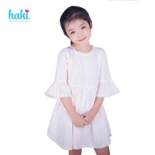 Váy bé gái vải thô phối ren tay chuông Haki TH019