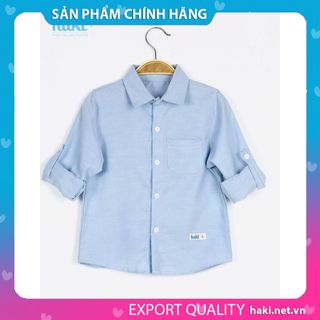 Áo sơ mi bé trai dài tay HAKI_Xanh_Trắng_Kẻ tím_Kẻ Xanh HK497