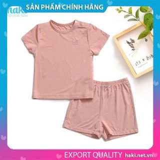 Bộ quần áo cộc tay cài vai sợi tre siêu mềm mịn cho bé HAKI BB002
