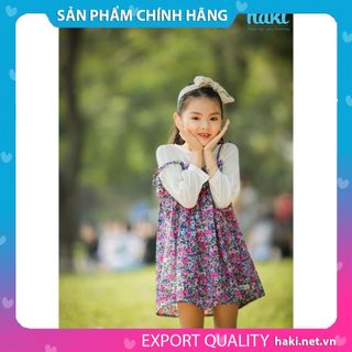 Váy bé gái hoa nhí phối tay trắng hai dây HK488 đầm thiết kế cho bé 1-8y Haki