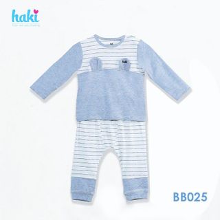 Bộ quần áo dài tay cài vai tai thỏ vải sợi tre cao cấp cho bé Haki BB025 giá sỉ