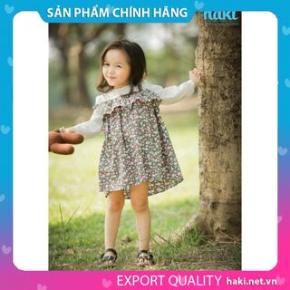 Váy bé gái hoa nhí phối tay trắng hai dây chính hãng HAKI -HK488 (Hoa hồng trắng)