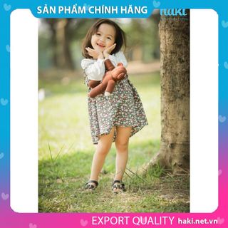 Váy bé gái hoa nhí phối tay trắng hai dây chính hãng HAKI -HK488 (Hoa hồng trắng)