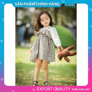 Váy bé gái hoa nhí phối tay trắng hai dây chính hãng HAKI -HK488 (Hoa hồng trắng)