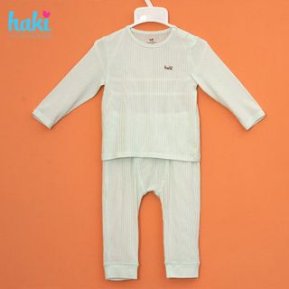 Bộ quần áo dài tay cài vai vải gỗ sồi cao cấp cho bé HAKI BM004