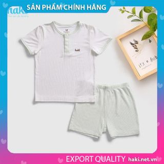 Bộ quần áo cộc tay cho bé Haki vải sợi tre cao cấp BB023