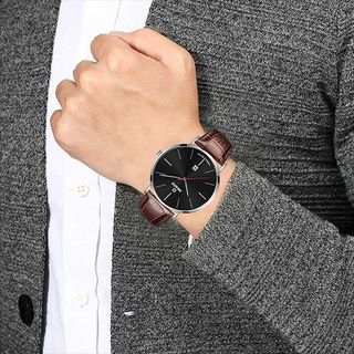 Đồng Hồ Nam - Thương Hiệu DRACO D21-ST02 "Classic Boy" đen dây da bò nâu