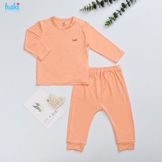 Bộ quần áo dài tay cài vai phối màu vải tre cao cấp cho bé HAKI Bb042