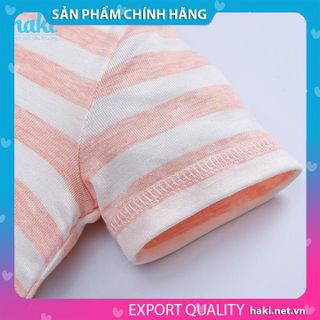 Bộ body đùi kẻ cổ trụ vải sợi tre (Bamboo), romper cho bé sơ sinh chính hãng HAKI BB033