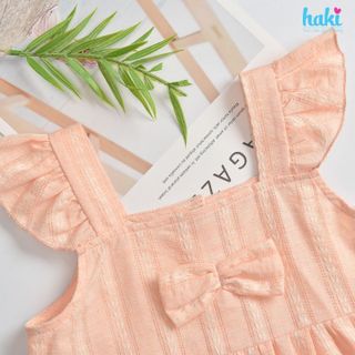 Váy bé gái cổ vuông tay cánh tiên chất liệu 100% Cotton cao câp mềm, thoáng HAKI HK525