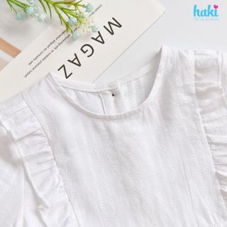 Váy bé gái cộc tay bèo ngực chất liệu 100% cotton cao cấp mềm, thoáng Haki HK524