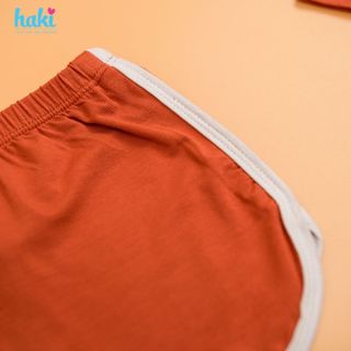 Bộ quần áo cộc tay phối màu cổ tròn cho bé chất liệu vải sợi tre (Bamboo) cao cấp Haki BB048