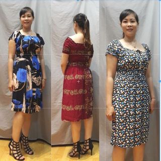 Đầm nơ tay búp lanh thái ngắn giá sỉ