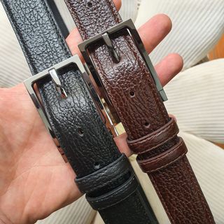 Thắt lưng công sở da bò sần 3 lớp khóa kim – Bản nhỏ 32mm