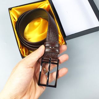 Thắt lưng công sở da bò sần 3 lớp khóa kim – Bản nhỏ 32mm