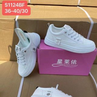 Giày thể thao nữ màu trắng chất da đẹp