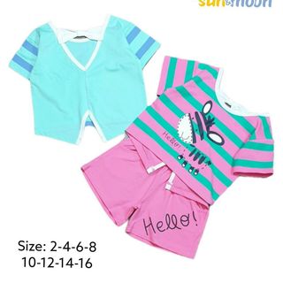 Set bộ bé gái in sọc