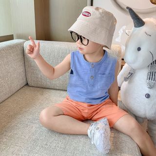 Áo thun bé trai ba lỗ sát nách cotton thoáng mát màu trơn túi ngực size đại 30kg Magickids Quần áo trẻ em AO22020 giá sỉ