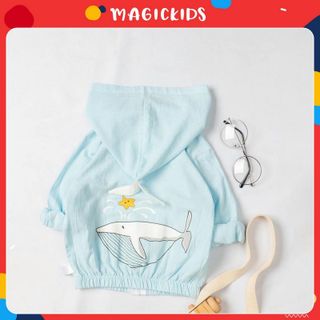 Áo khoác trẻ em hình cá voi dễ thương, áo khoác chống nắng cho bé trai và bé gái Magickids Quần áo trẻ em giá sỉ