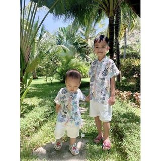 Bộ đồ bé trai 1-7 tuổi size đại cho bé đi biển đi chơi họa tiết hoa lá thoáng mát Magickids Quần áo trẻ em