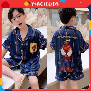 Đồ bộ quần áo ngủ pijama cho bé trai chất lụa mềm mịn Magickids Quần áo trẻ em thoáng mát BR22003 giá sỉ