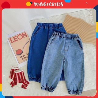 Quần jean bé trai cạp chun quần dài bò trẻ em dáng baggy bo gấu Magickids quần áo trẻ em chất liệu co giãn giá sỉ