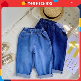 Quần dài cho bé vải bò jeans cạp chun dáng rộng ống côn Magickids quần jean bé trai đi học đi chơi mẫu mới QD21003 giá sỉ