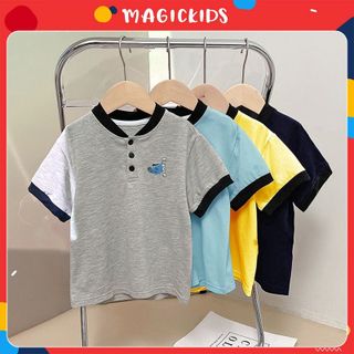 Áo polo cộc tay cổ bomber cho bé trai bé gái Magickids áo phông có cổ trẻ em thêu hoạt hình chất cá sấu AO22029 giá sỉ