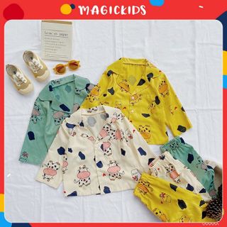 Bộ quần áo ngủ pyjama dài tay họa tiết bò sữa đáng yêu dành cho bé MAGICKIDS quần áo trẻ em mềm mại thoáng mát BR21031 giá sỉ