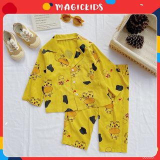 Bộ dài tay Pyjama họa tiết bò sữa đáng yêu dành cho bé trai và bé gái MAGICKIDS giá sỉ