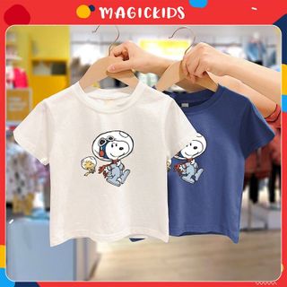 Áo thun cổ tròn ngắn tay cotton cho bé trai 1 2 3 4 5 6 7 tuổi in snoopy Magickids Quần áo trẻ em thoáng mát AO22006 giá sỉ