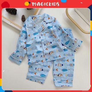 Bộ đồ ngủ Pyjama dài tay cotton họa tiết dễ thương cho bé BR20017 - MAGICKIDS giá sỉ