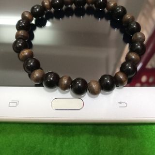 Vòng tay hạt gỗ mix đá đen