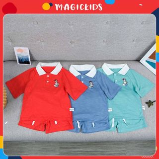 Đồ bộ polo bé trai Magickids Áo thun có cổ quần đùi chất cotton thoáng mát, thâm hút mồ hôi Quần áo trẻ em BR22024 giá sỉ