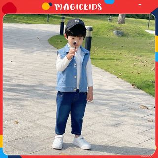 Áo khoác gile jeans bò mềm cho bé trai Magickids Áo khoác mùa đông dày dặn giữ ấm cho bé AO21015 Quần áo trẻ em giá sỉ