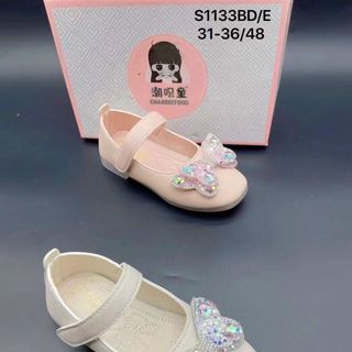 Giày búp bê trẻ em đính nơ lấp lánh