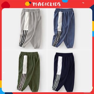 Quần dài bé trai size đại 1 2 3 4 5 6 7 tuổi Magickids kẻ sọc bo gấu cho trẻ em đi học đi chơi Quần áo trẻ em QD22006 giá sỉ