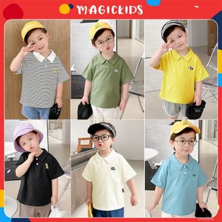 Áo thun polo Magickids cho bé trai cộc tay cổ đức chất cá sấu thấm hút mồ hôi thêu thú dễ thương Quần áo trẻ em AO22023 giá sỉ