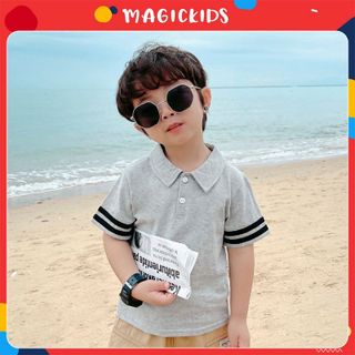 Áo thun polo cổ đức Magickids cho bé trai 1-7 tuổi chất cá sấu thoáng mát sọc viền tay Quần áo trẻ em AO22031 giá sỉ