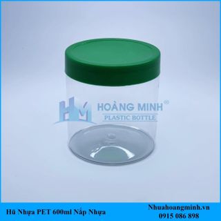 Hũ nhựa PET 600ml nắp nhựa