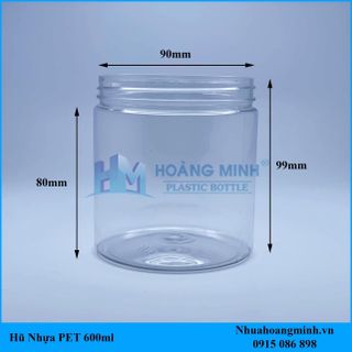 Hũ nhựa PET 600ml nắp nhựa