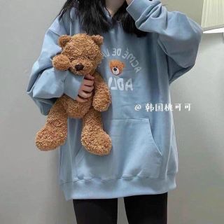 Áo hoodie tay phồng in ADLV form dưới 70kg
