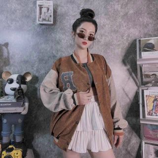 Áo khoác nhung logo thêu R
