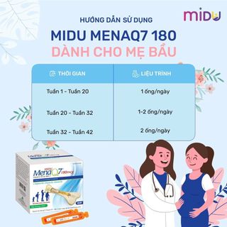 Thực phẩm bổ sung canxi Phát Triển Chiều Cao MIDU Mena Q7 180mg kết hợp cùng Vitamin D3 và Q7 hàm lượng cao