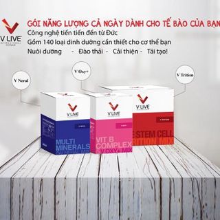 Combo bộ 3 thực phẩm dinh dưỡng tế bào VLive - Voxy - Vtrition - Vneral, khai thông mạch máu tắc nghẽn