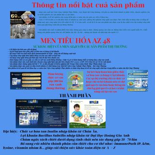 Men AZ48 hết táo bón nhanh, tăng sức đề kháng, ăn ngon, ngủ tốt, phát triển chiều cao, đạt chuẩn GMP, FDA, UKAS và ISO