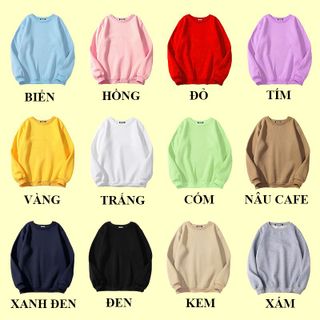 Áo Sweater NAM NỮ - Áo nỉ bông UNISEX Trơn Màu Cơ Bản - CHUYÊN CUNG CẤP PHÔI ÁO HOODIE/SWEATER/ÁO KHOÁC DÂY KÉO
