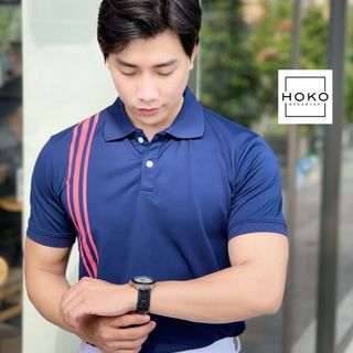 ÁO THUN POLO IN SỌC XANH ĐEN HOKO