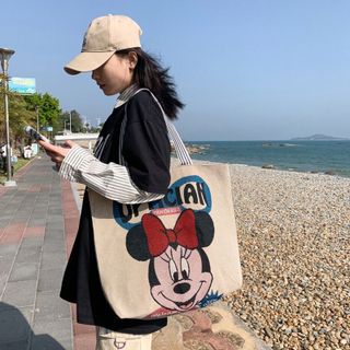 Bộ sưu tập Túi tote hình Mickey phong cách Hàn quốc, túi vải nữ đeo vai giá sỉ